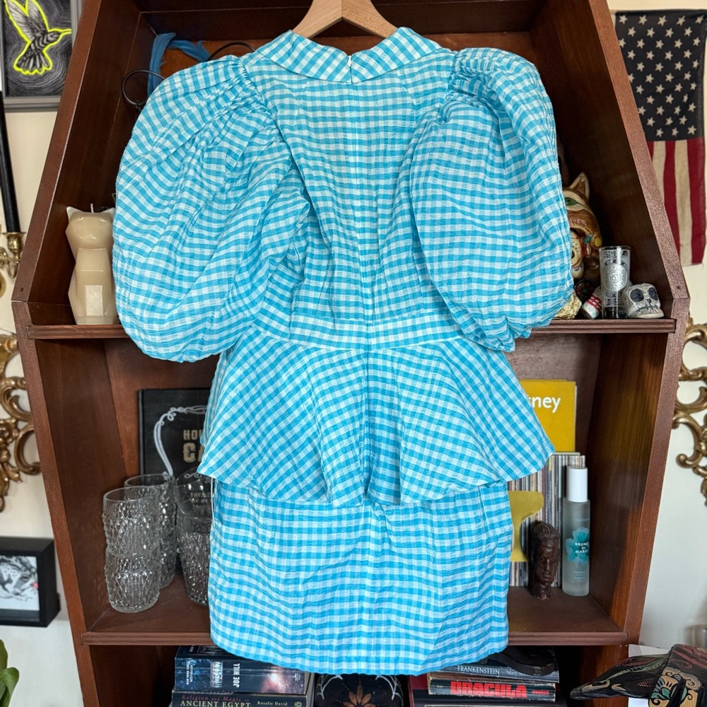 Rotate - Birger Christensen Johanna Gingham Minidress In Blue - size 36 0 - Picture 6 of 10